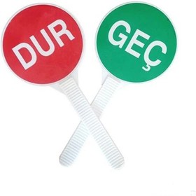 Resim Genel Markalar El Tipi Dur-Geç Levhası – Çift Yönlü, Reflektif, Ergonomik Saplı Trafik Kontrol Levhası 
