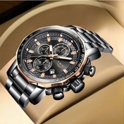 Resim Fochsia Siyah Lıge Lüks Altın Çelik Erkek Kronograf Saati Spor Lüminesant Kadran Diğer 