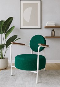 Resim Azra Mobilya Venüs Modern Berjer | Soft Kumaş | Beyaz Metal Ayaklı Koltuk | Ev & Ofis | YEŞİL 
