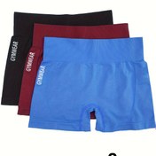 Resim 3'lü Kadın Spor Şort Takımı, Düz Renk, Nefes Alabilen Kumaş, Hızlı Kuruyan, İlkbahar/Yaz/Sonbahar 