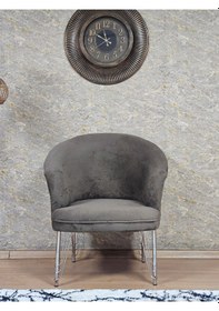 Resim Zafir Tekli Teddy Krom Kaplama Telli Ayak Çay Seti Koltuk Tekli Berjer , Balkon, Salon, Ofis Kahverengi 