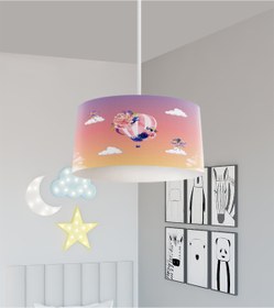 Resim BAMBAŞKA MODA BEBEK VE ÇOCUK ODASI Uçan Balon ve Çiçek Desenli Avize 