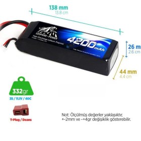 Resim Leopard Power 4200 Mah 11.1v 3s 40c Lityum Polimer Lipo Batarya Pil T Plug 