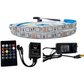 Resim Müzik Modlu Ir Kumandalı Rgb Şerit Led Set 5050 Ledli 3çipli 5metre Ip20 