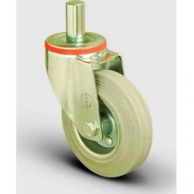 Resim Oynak Pim Bağlantılı, Burçlu, Gri Kauçuk Hafif Sanayi Tekerleği Çap:100 - Em03 Sprg 100 