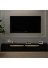Resim T008 Arya Işıklı Tv Sehpası Set Ahşap Siyah - Siyah Siyah 