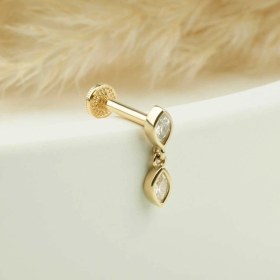 Resim Cherry By Özkonak Stardrop Damla Taş Sallantılı Minimal Tragus Piercing Sarı 