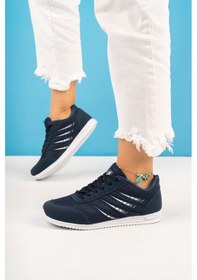 Resim GİMER - Bağcıklı Fileli Lacivert Kadın Spor Ayakkabı - ASN4603G Lacivert 