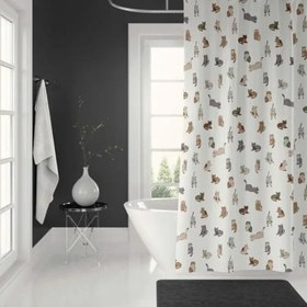 Resim Banyo Perdesi 2x120x200 Çift Kanat Duş Perdesi Halka Hediyeli 7183 