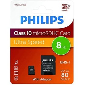 Resim OEM Philips FM08MP45B/00 8GB Class10 UHS-I U1 TF Adaptörlü Micro SDHC Hafıza Kartı 