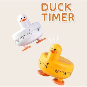 Resim Padalink Beyaz Ördek Şekilli Mekanik Zamanlayıcı - Pil Gerektirmeyen Mutfak Ve Öğrenci Zaman Takibi Aleti 