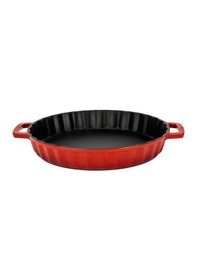 Resim Lava Döküm Yuvarlak Rosto ve Fırın Tepsisi Döküm Demir Yekpare Çift Kulplu Çap(Ø)30cm. - Turuncu 