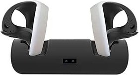 Resim HMHAMA PS VR2 Denetleyici için VR Çift Şarj İstasyonu, LED Işık Göstergeli VR Kolu Şarj Cihazı Şarj Yerleştirme Standı (Siyah) 