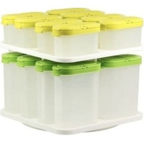 Resim Tupperware - Yeşil Baharatlık Standlı Sarı - Yeşil 