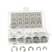 Resim Dofolink 304 Paslanmaz Çelik E Tipi Kelepçe Seti M1.5-m10 , 120 Adet Kutulu, Gümüş Rengi, Çap Aralığı 3.5-20mm 