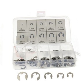 Resim Dofolink 304 Paslanmaz Çelik E Tipi Kelepçe Seti M1.5-m10 , 120 Adet Kutulu, Gümüş Rengi, Çap Aralığı 3.5-20mm 