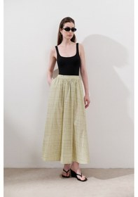 Resim Manuka Desenli Poplin Etek Sarı Sarı 