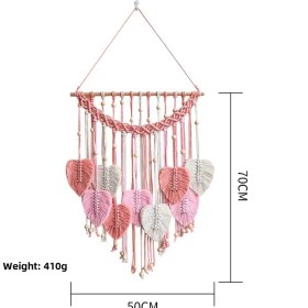 Resim Fosenze Nordik Bohemya Tarzı El Dokuma Duvar Örtüsü - Yaban Gülü Motifli, Pudra Tonu, 50x70 Cm - Serinleyici Odası Dekorasyonu 