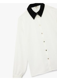 Resim Koton Regular Fit Kontrast Detaylı Uzun Kollu Klasik Yaka Gömlek Kırık Beyaz 6wak60096uw Ekru 