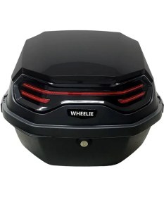 Resim WHEELIE XT08-B 32 Litre Motosiklet Arka Çanta Siyah Parlak Su Geçirmez ABS Top Case Çift Kilitleme Üniversal 