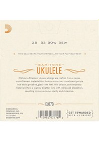 Resim D'addario Ej87B Ukulele Set Takım Tel Bariton Ukulele Teli 