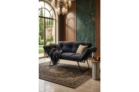 Resim AVYNA Luxury Katlanır Yataklı Kanepe - Mekanizmalı Ikili Çekyat, Premium Konfor, Modern Tasarım - Füme 