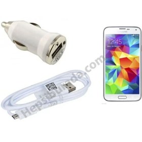 Resim Samsung Galaxy S5 Araç Şarj Cihazı+Micro Usb Kablo 