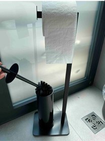 Resim Aju Tuvalet Kağıtlığı Siyah Fırçalı Özel Tasarım Ağır Döküm Ayaklı Devrilmez Banyo Kurulum Gerektirmez Siyah 