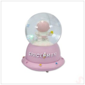 Resim Uçuşan Yıldızlı,7,5cm X 4,5cm Led Işıklı Astronot Küre - Pembe 