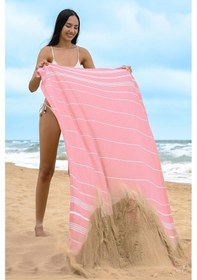 Resim Sultan Peştemal Havlu 100 Pamuklu Deniz Plaj Banyo Peştemali 100x180 Cm Pembe 