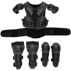 Resim Suntek Çocuklar İçin Motosiklet Zırh Takım Diz Dirsek Göğüs Sırt Koruyucu Pedleri Mg Siyah 