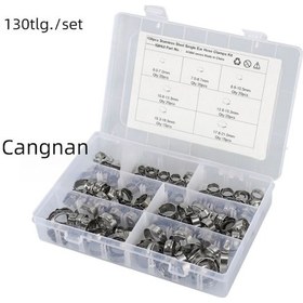 Resim Kosona 304 Paslanmaz Çelik 130 Adet Tek Kulaklı Sonsuz Kelepçe Seti - 6-29.6 Mm Çap Aralığı, Anti-koroziv, Ev Ve Profesyonel Kullanım 
