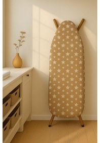 Resim Ütü Masası Kılıfı Keçeli Kahverengi Yıldızlı Desen Battal Boy Xxl Pamuklu Yanmaz Üretim Kahverengi 