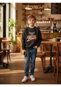 Resim Zekids Erkek Çocuk Chicago Bulls Yazılı Tasarım Sweatshirt-16396 Füme 