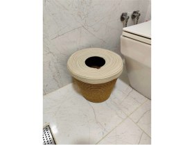 Resim Jüt, Hasır, Çöp Kovası, Mutfak Çöp Kovası, Banyo Çöp Kovası, Doğal, Natürel, Jüt Kova, Modern Kova 