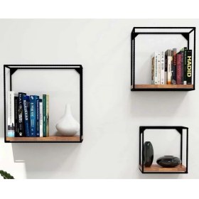 Resim Umut Park Metal Ahşap 3 Lü Duvar Raf 