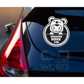 Resim Genel Markalar Arabada Bebek Var Araba-motosiklet Cam Etiket Sticker 15x13 Cm 