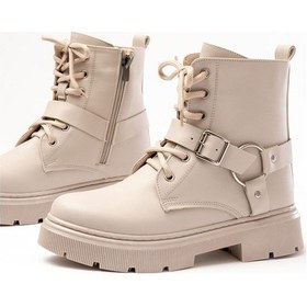 Resim 508-3038 Bej Toka Aksesuarlı Fermuarlı Günlük Kadın Bot Bej 