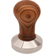 Resim ZJ COFFE Barista Tamper Paslanmaz Çelik Ahşap Saplı Düz Taban 58mm 