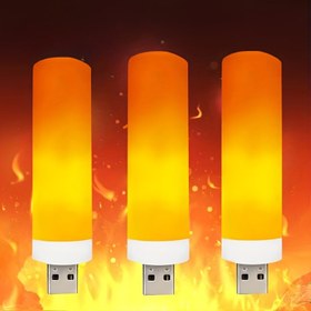 Resim 3 adet USB Alev Etkisi Gece Lambası - Flickering Fire Bulb ile Serin LED Downlight, Kamp, Güç Bankaları ve Rahat Atmosfer için Taşınabilir Masaüstü Aydınlatma, Modern Plastik Tasarım, Kamp Lambaları | Flickering Flame Etkisi | USB Güçlü Işık 