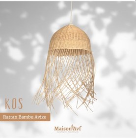 Resim Kos Rattan Bambu Saçaklı Avize Bambu 