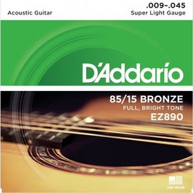 Resim D'Addario EZ890 85/15 Bronze Akustik Gitar Teli - Super Light (9-45) 