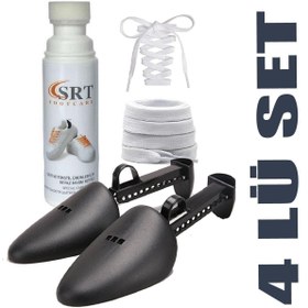 Resim srtfootcare 4lü Set Beyaz Deri Ve Kumaş Ayakkabı Boyası 75ml Telli Ayakkabı Kalıbı 2çift K111-k103 120cm Bağ 