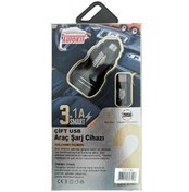Resim Autokit Metal Araç Şarjı 2 Usb 3.1 Amper Typec 