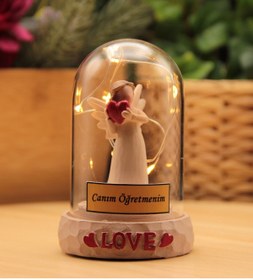 Resim HALL BREATHE Renkli Işıklı Melek Cam Fanus Öğretmenler Günü Hediyesi 