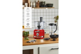 Resim Karaca 220 - 240 V Multiblend Artisan Retro Mutfak Robotu Metalic Red Ithalatçı Garantili 800 - 1200 Watt 