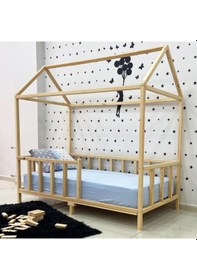 Resim Markaawm Montessori Yatak Doğal Çam Ahşap Karyola Melis 