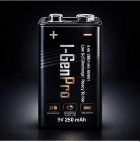 Resim I-gen Pro 6hr61 9v 250 Mah Şarj Edilebilir 9 Volt Pil 1.2v Ni-mh Şarjlı Pil 8'li Paket 
