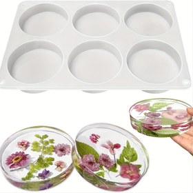 Resim 6 Delikli Derin Yuvarlak Bardak Kalıbı, 10.16 cm Epoksi Reçine Bardak Silikon Kalıbı, Buket Koruma Bardak Reçine Kalıbı 