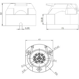 Resim Allestock Römork Soketi 13 Pin - 10'lu Paket Ürün 